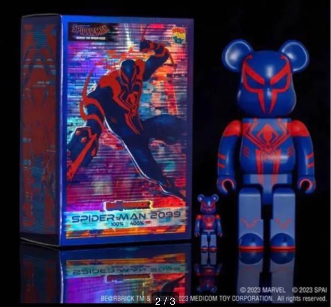Japan Bearbrick x Marvel Spider-Man 2099 100% & 400% Set, Hobbies