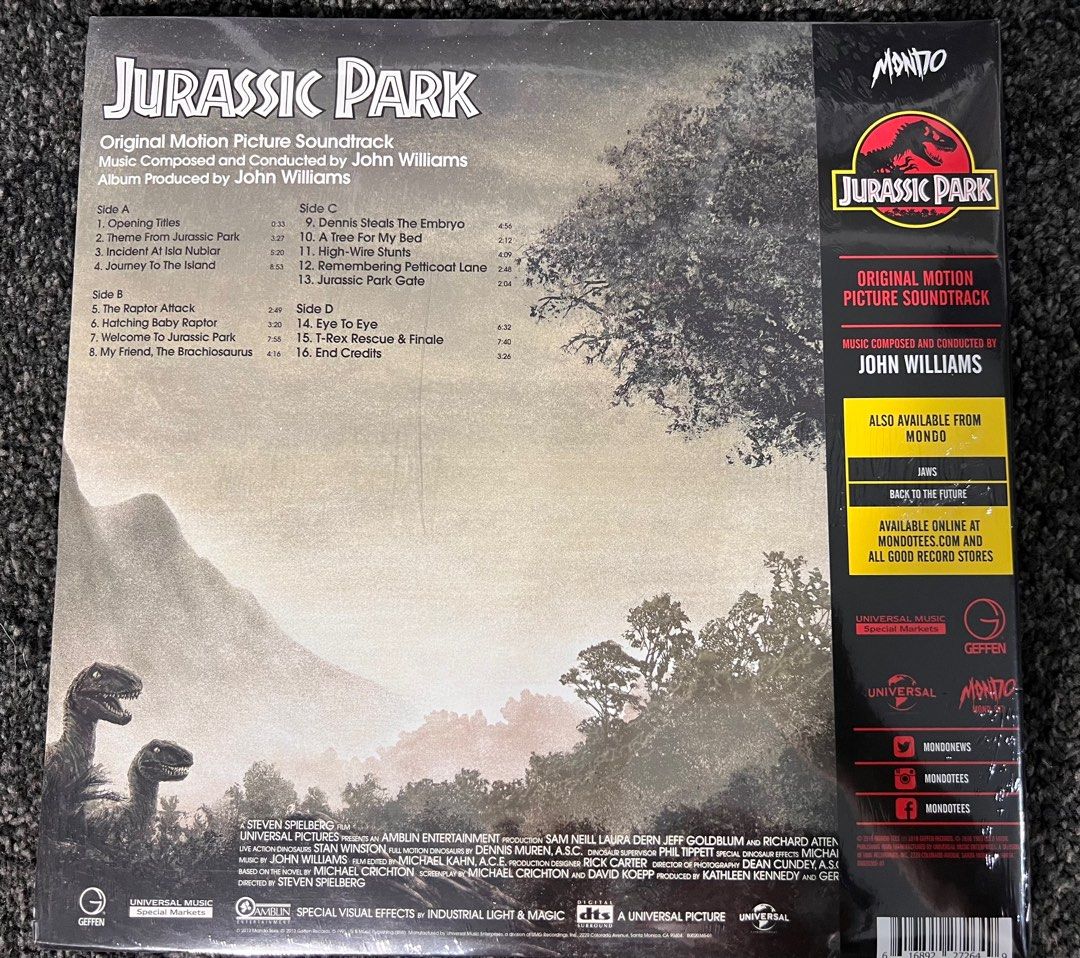 Jurassic Park Original Motion Picture Soundtrack Vinyl Lp Mondo Hobbies And Toys Music And Media 