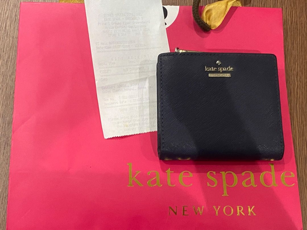 Kate spade compact wallet navy Luxury Bags Wallets on Carousell