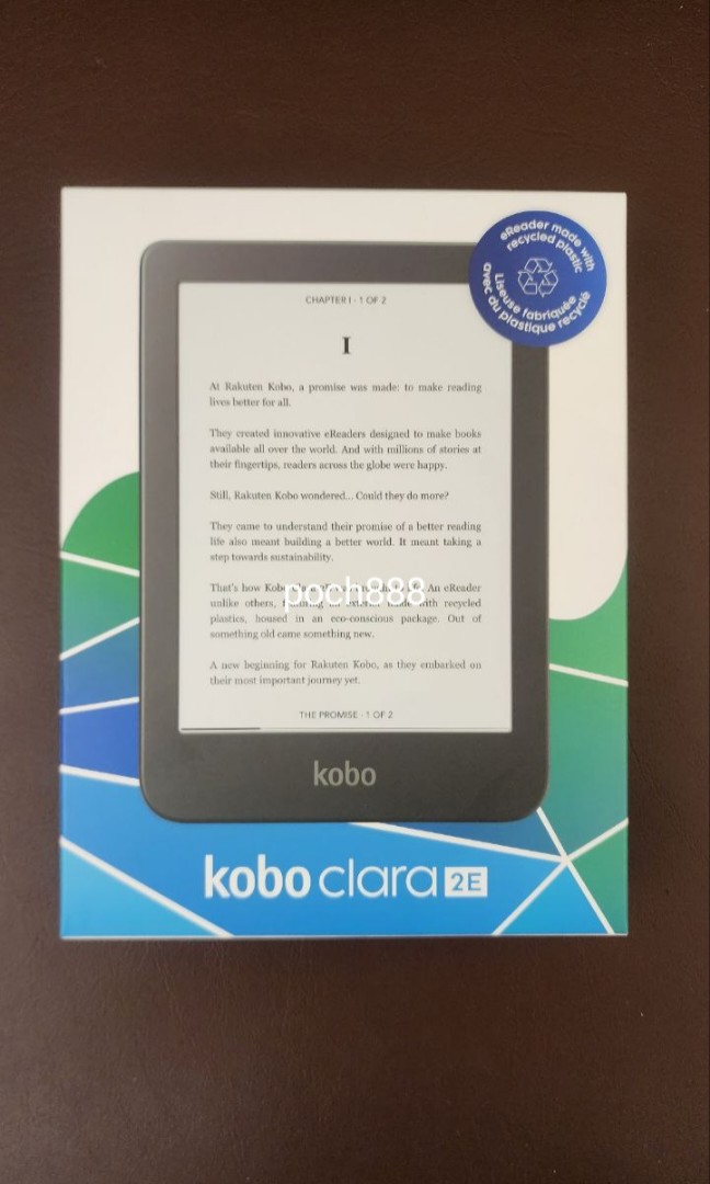 The Kobo Clara2E e-reader is waterproof and made of recycled plastic