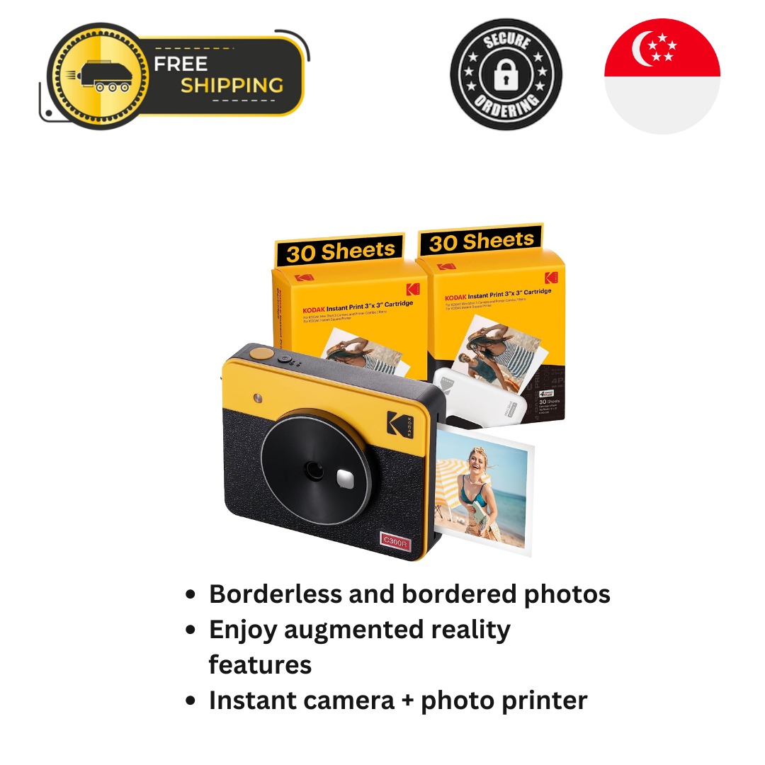 KODAK Mini Shot 3 Retro 4PASS 2-in-1 Instant Camera and Photo Printer (3x3)  + 68 Sheets Bundle, Yellow [BRAND NEW AND SEALED], Computers & Tech,  Printers, Scanners & Copiers on Carousell