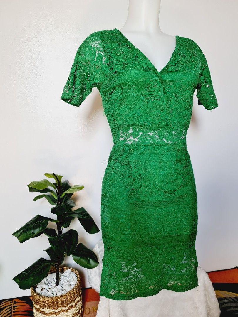 Lace coordinate green formal dress Women s Fashion Dresses