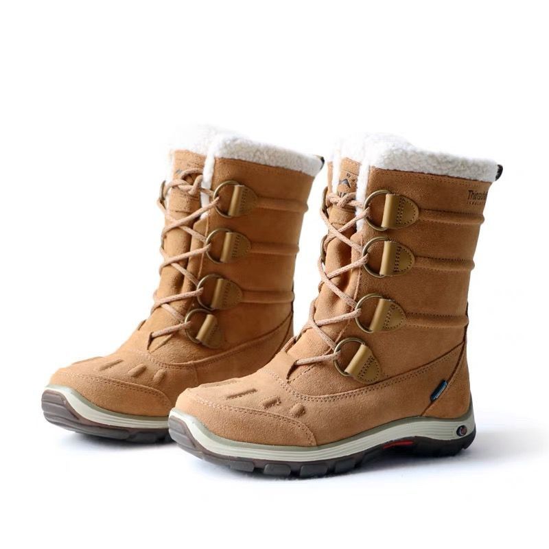 Leather Snow Boots anti slip water resistant Women s Fashion