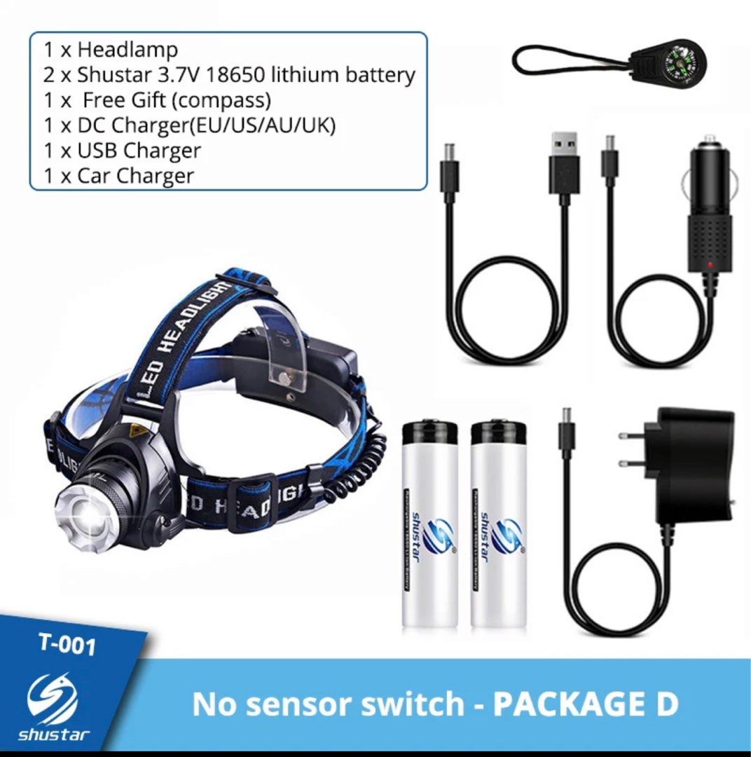 LED Headlamp Fishing Headlight L2 with 3 Modes Zoomable Waterproof Super  bright camping light Powered by 2x18650 batteries, Sports Equipment, Other  Sports Equipment and Supplies on Carousell