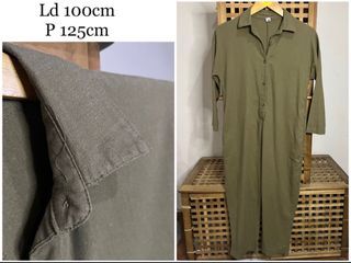 Linen loose army jumpsuit