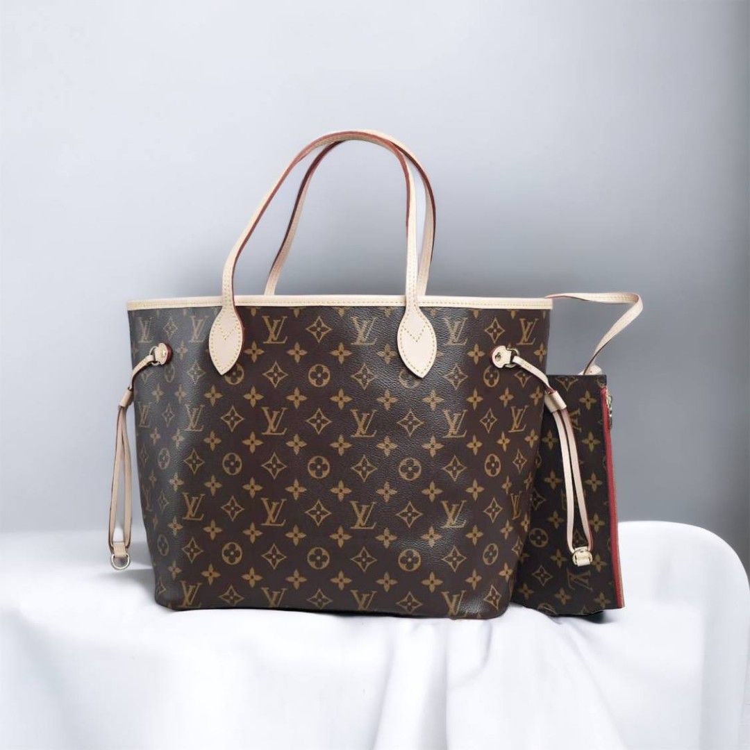 Louis Vuitton Neverfull tas lv authentic, Fesyen Wanita, Tas