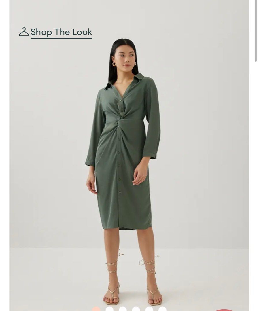Love Bonito correa relaxed front twist shirt dress green S