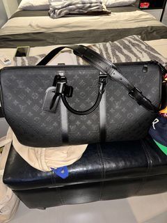 Louis Vuitton Keepall Bandouliere 50 Women's and Men's Boston Bag M45731 Monogram  Shadow Leather Navy