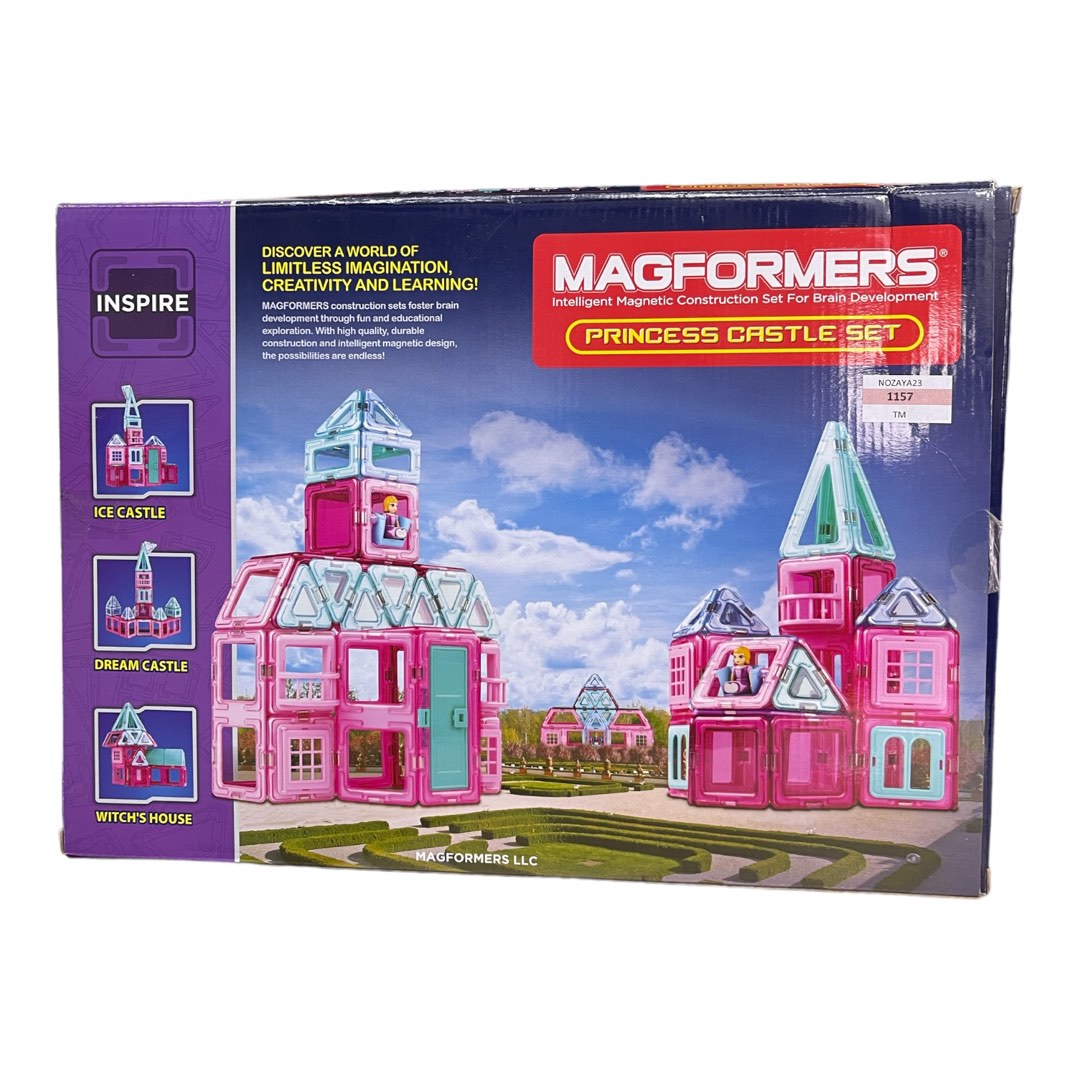 Magformers Princess Castle 78 Pieces Pink and Purple Colors, Educational  Magnetic Geometric Shapes Tiles Building STEM Toy Set Ages 3+
