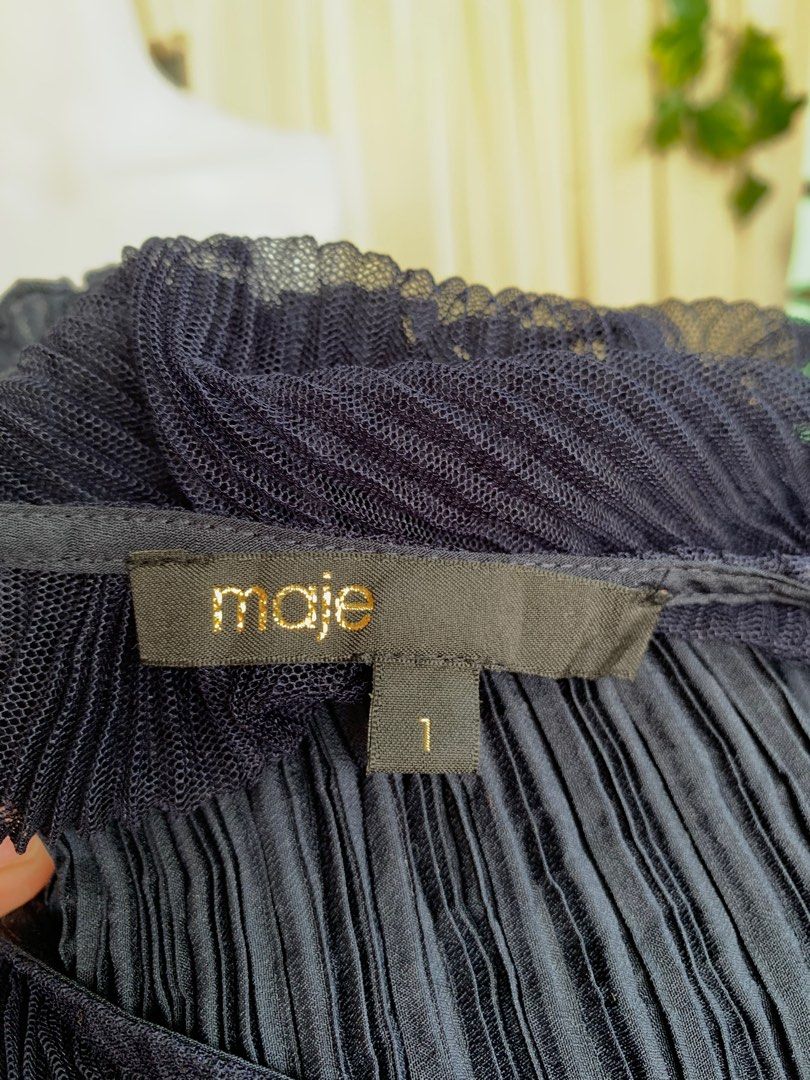 MAJE BLUE RITZY PLEATED DRESS (Category: Dresses) located in Cagayan de Oro. Submitted by chungstuff (Listing ID 1241419710, Image 3). Description: Size 1 on tag minor issue only as seen on photo. .