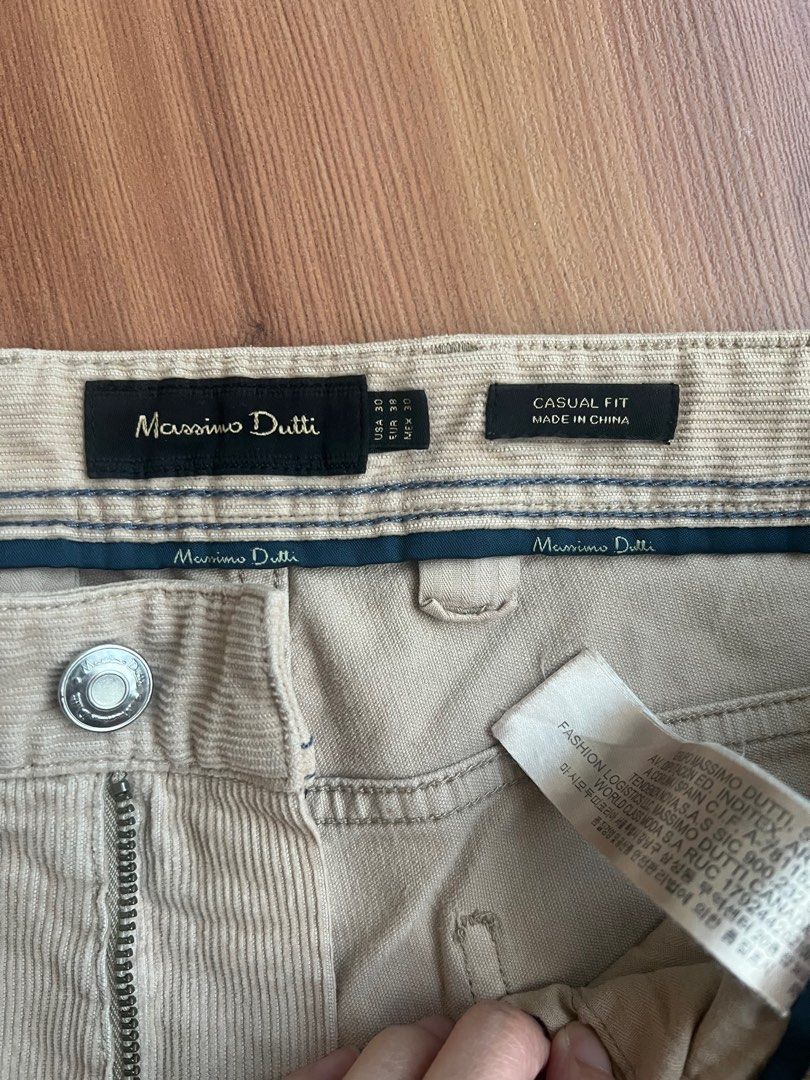Massimo dutti casual fit corduroy beige jeans cream pants Fesyen