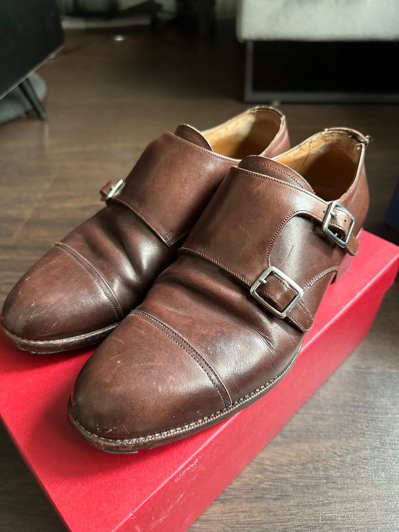 Double monk clearance tan shoes