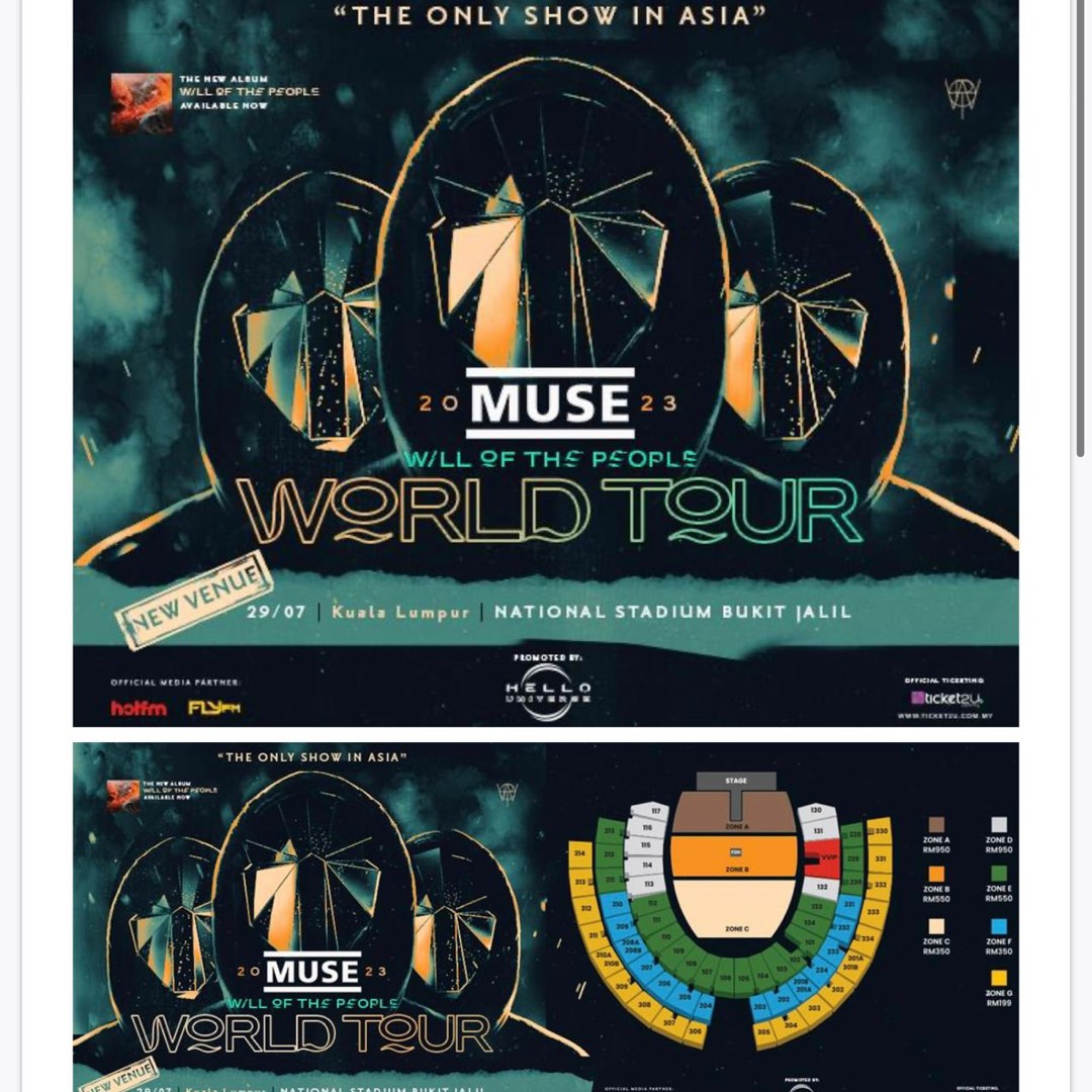 Muse world tour Malaysia standing zone, Tickets & Vouchers, Event