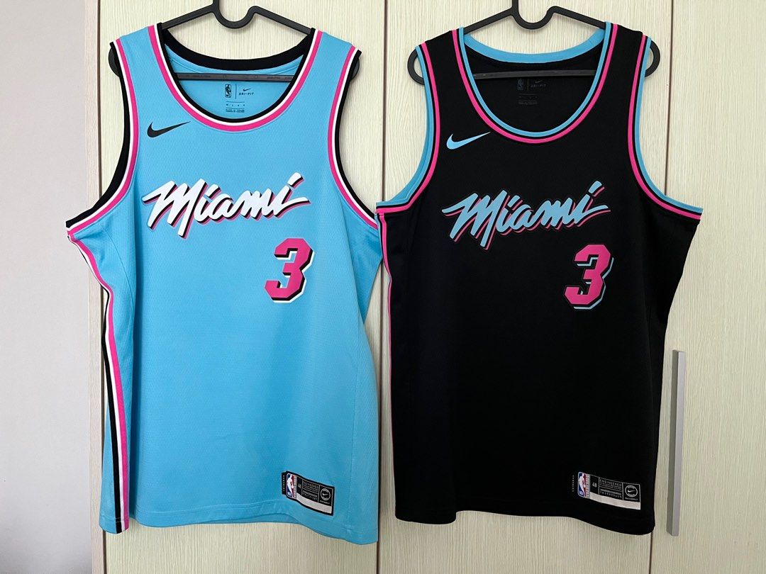 DWYANE WADE Miami HEAT Vice WAVE City NIKE with LOGO Swingman BLUE Jersey  S-XXL