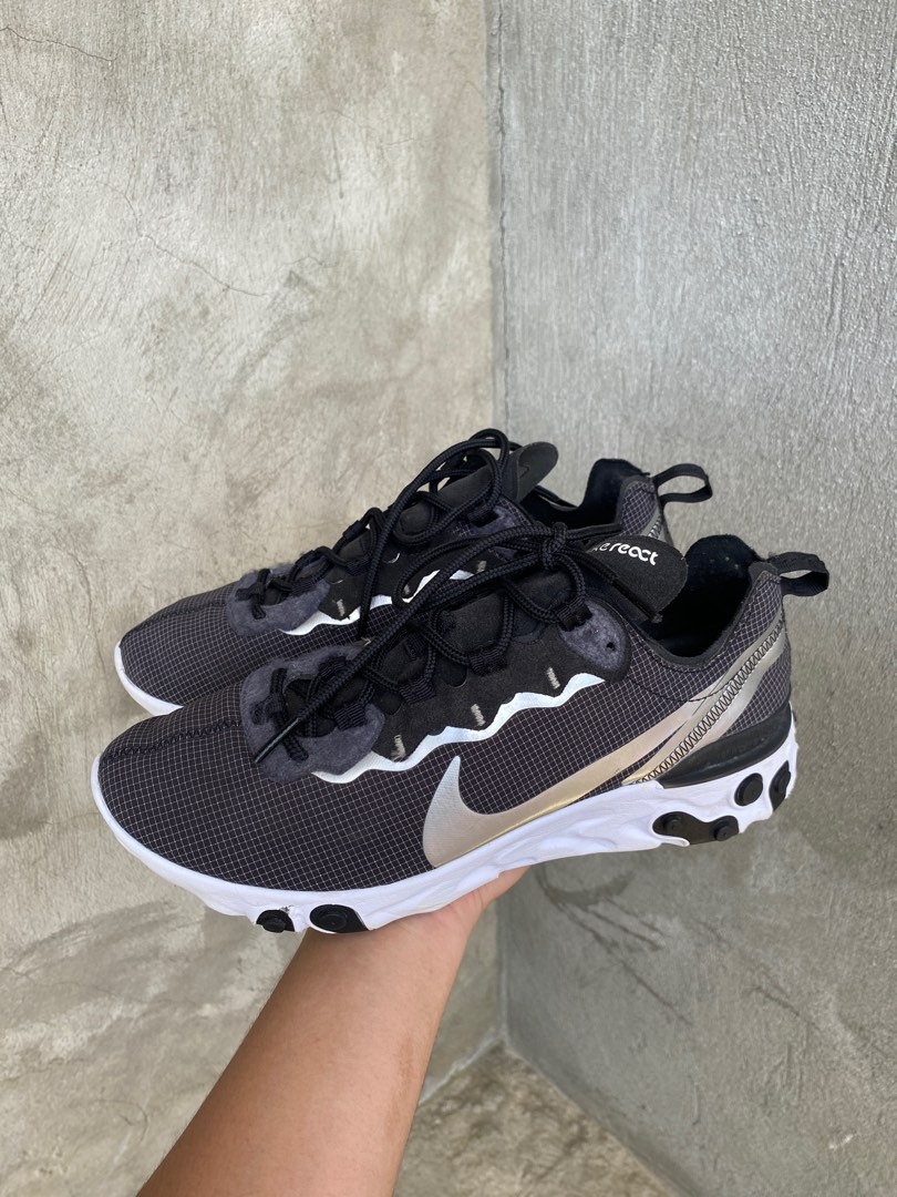 Nike react element 55 black white on feet sales