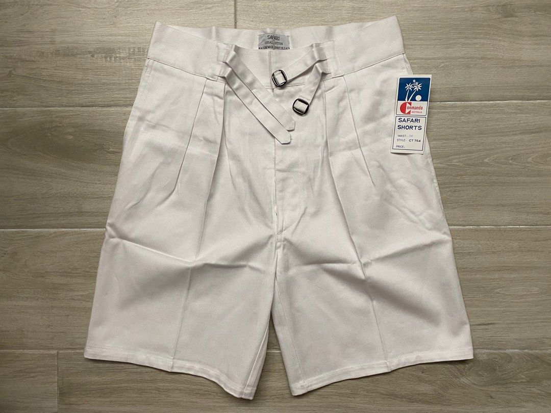 NOS/ Vintage Australian Safari Shorts - White - 34, 男裝, 褲＆半截