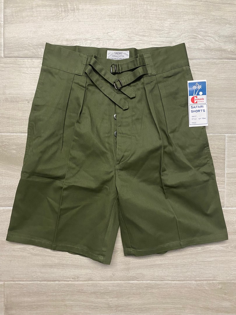 NOS/ Vintage Australian Safari Shorts - Olive - 34, 男裝, 褲＆半截