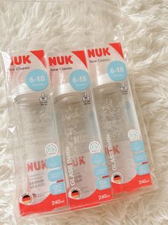 NUK輕寬口玻璃奶瓶2號組（240ml/3入）