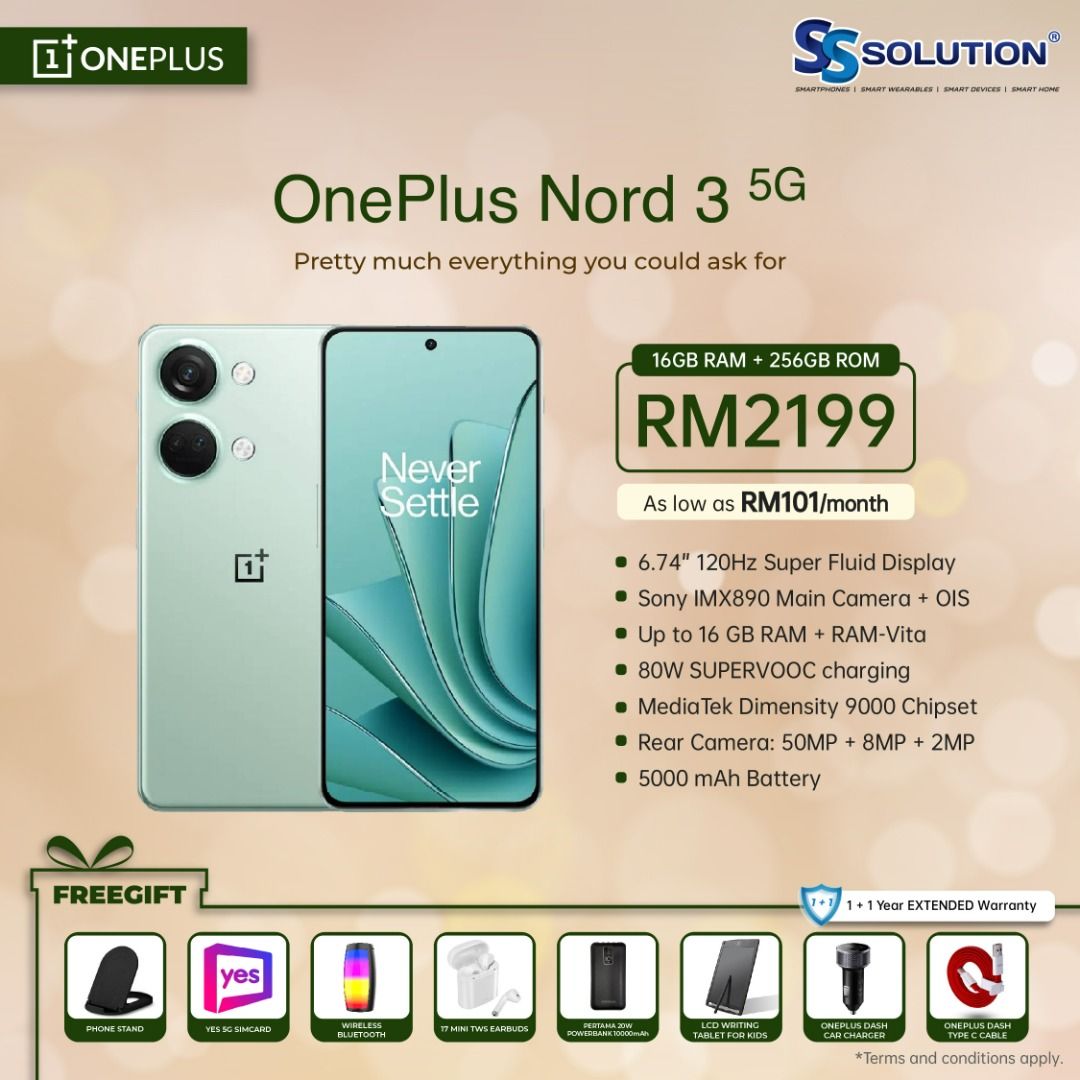 OnePlus Nord 3 5G Smartphone (16GB RAM+256GB ROM), Original Oneplus  Malaysia