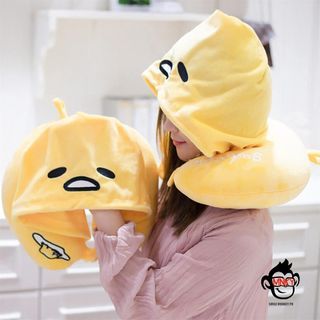 Original Imported Lazy Cute Egg Soft Neck Pillow with Hood Cushion Comfort