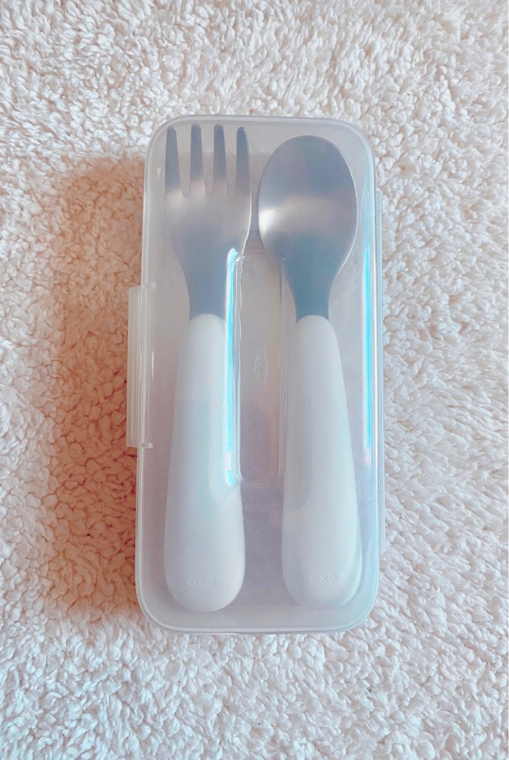 OXO Tot On the Go Fork and Spoon Set with Travel Case in Teal