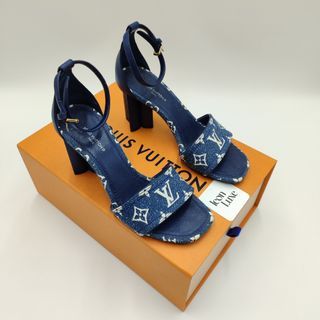 Louis Vuitton flat sandals square toe monogram 23.5cm EU37 with