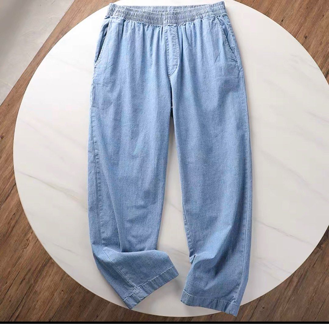 MEN'S COTTON RELAXED ANKLE PANTS (DENIM)