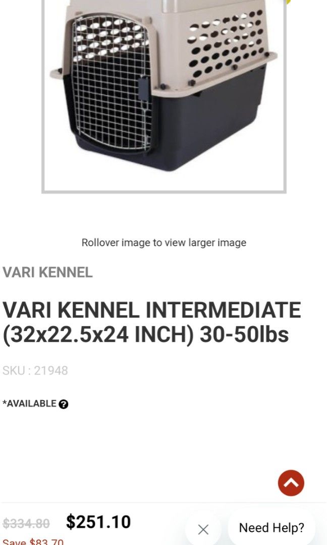 Petmate Vari dog IATA airline travel kennel crate 32" made in USA, Pet