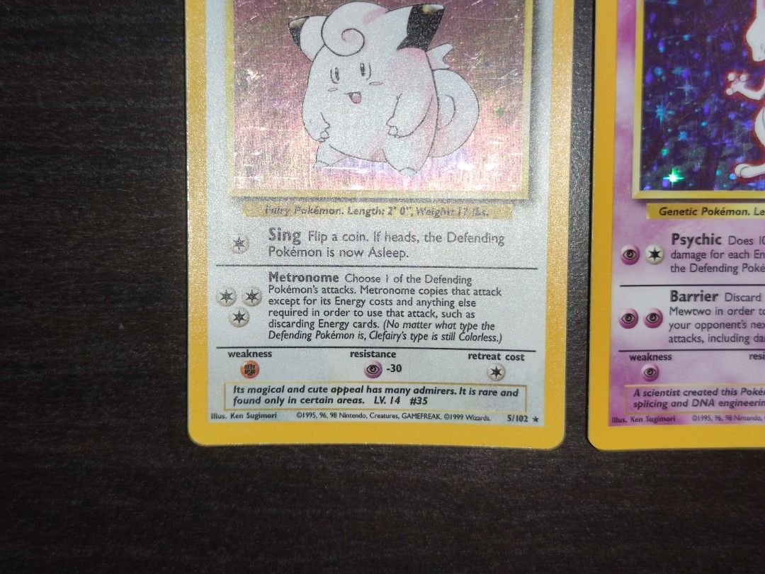 Pokemon Clefairy 5/102 & Mewtwo 10/102 Base Set, Hobbies & Toys, Toys &  Games on Carousell