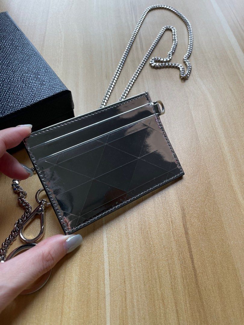 RTP $2,240) PRADA CRYSTAL CARD HOLDER WITH ADJUSTABLE CHAIN