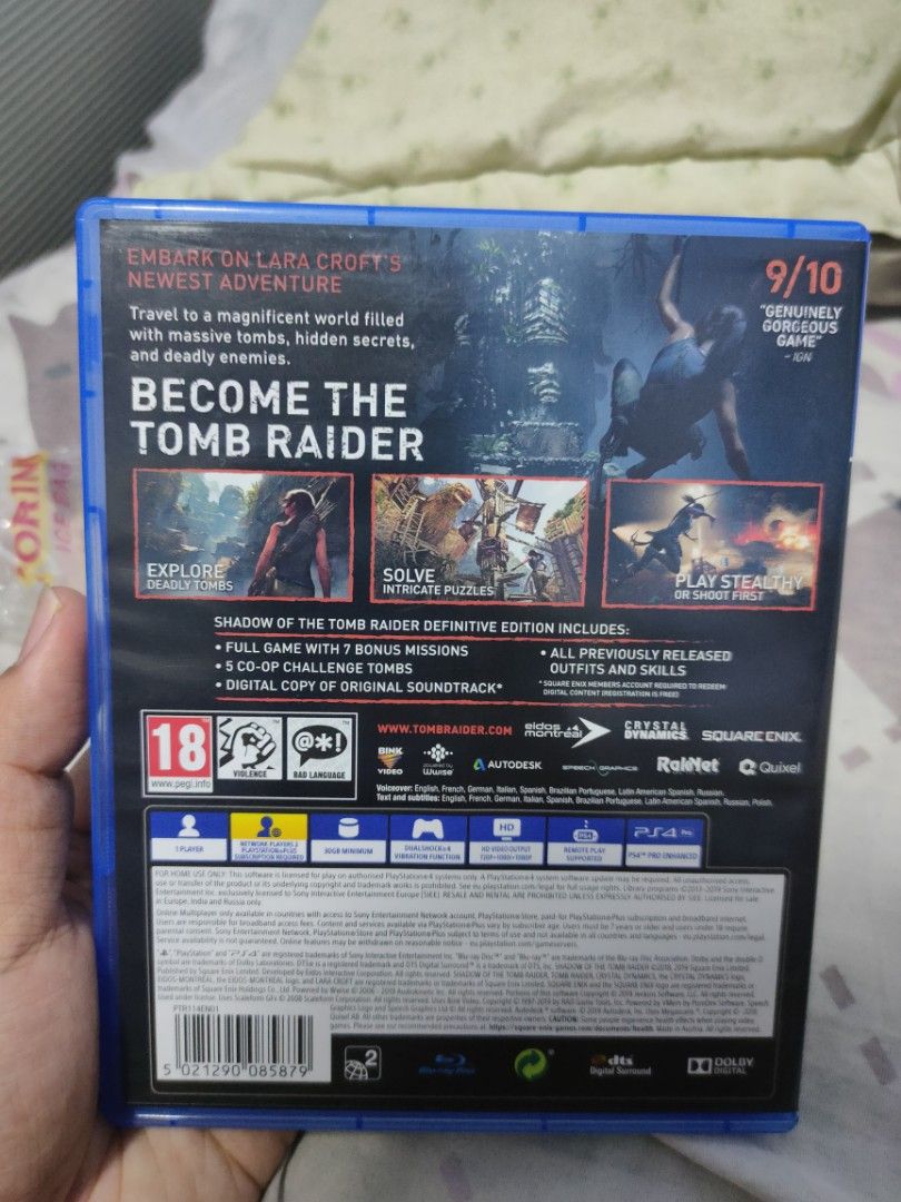 Ps4 games / cd (Category: PlayStation) located in Manila. Submitted by kikim012 (Listing ID 1241509525, Image 2). Description: shadow of the tomb raider definitive - 850 world war z - 600 (sold) call of duty ww 2 - 750 Shipping LBC cash on delivery / pickup. location Cagayan de oro city..