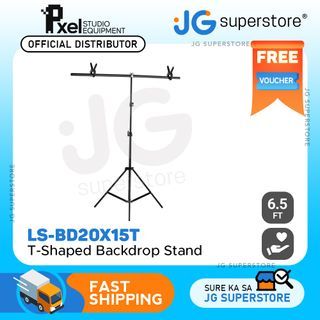 Pxel LS-BD20X15T 3 Section 6.5 x 5Feet Portable T-Shaped Backdrop Stand | JG Superstore