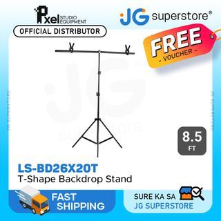 Pxel LS-BD26X20T 8.5 X 6.5Feet T-Shaped Backdrop Stand for Photography, Studio Video Shoots | JG Superstore