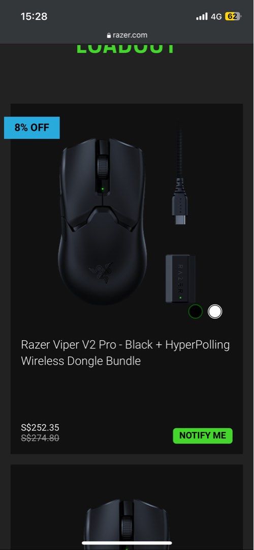 Razer Viper V2 Pro - Black + HyperPolling Wireless Dongle Bundle