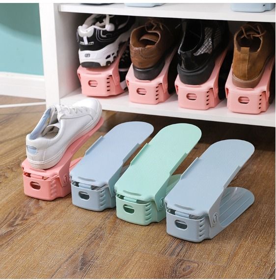 Ready stock Adjustable Upgraded Shoe Stacker Shoe Slots Space Saving Organiser Shoe Rack Shoe Box