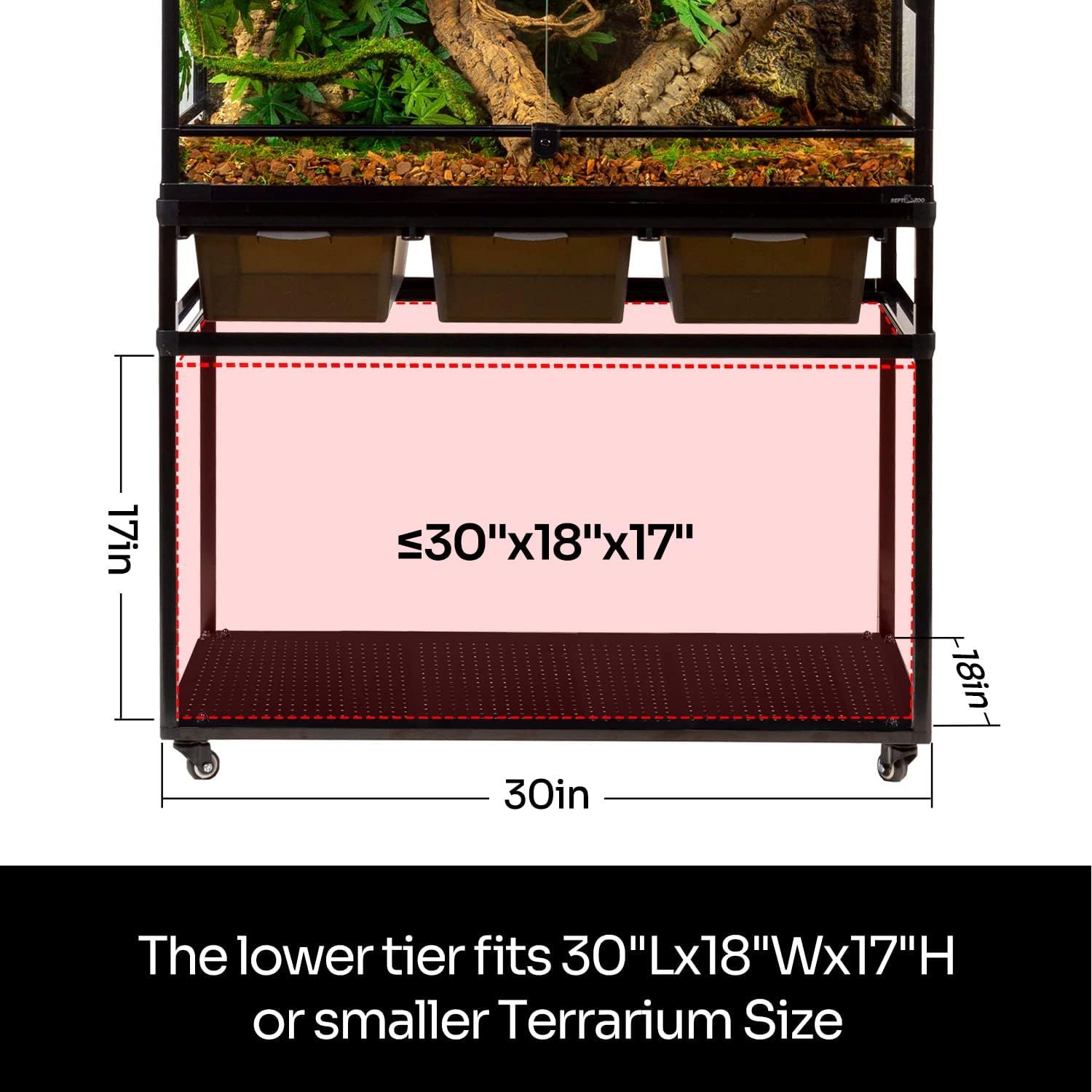 REPTIZOO Reptile Tank Stand Terrarium Cabinet with Breeding Boxs