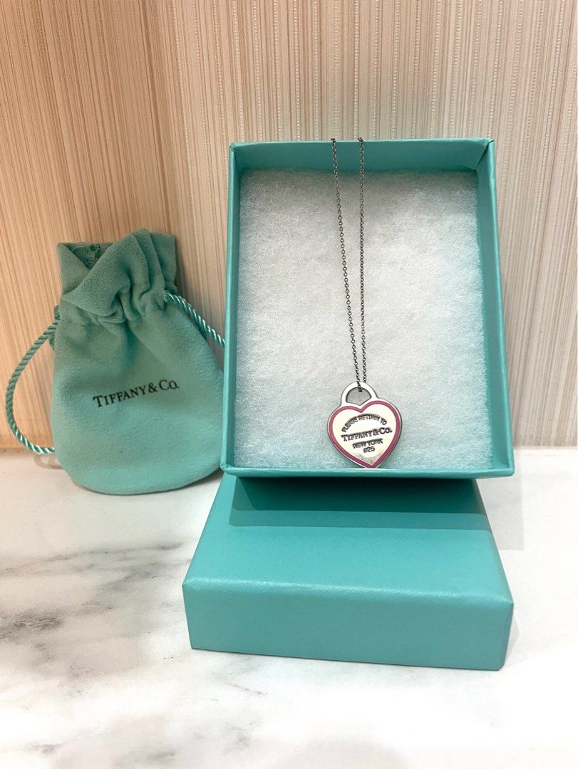 Return To Tiffany Pink Enamel Heart Pendant in Sterling Silver Luxury Accessories on Carousell