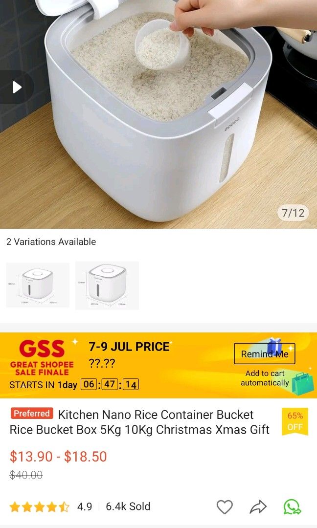 Rice Container Ecoco 5l, Furniture & Home Living, Kitchenware ...