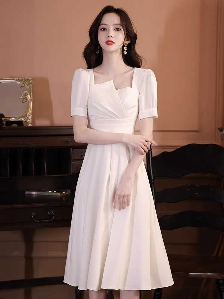 White dress below the knee outlet