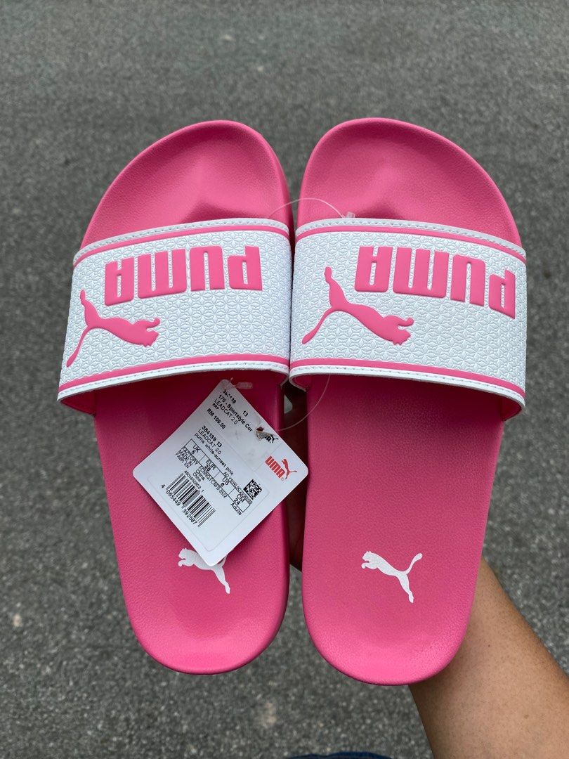 Pink discount puma slides