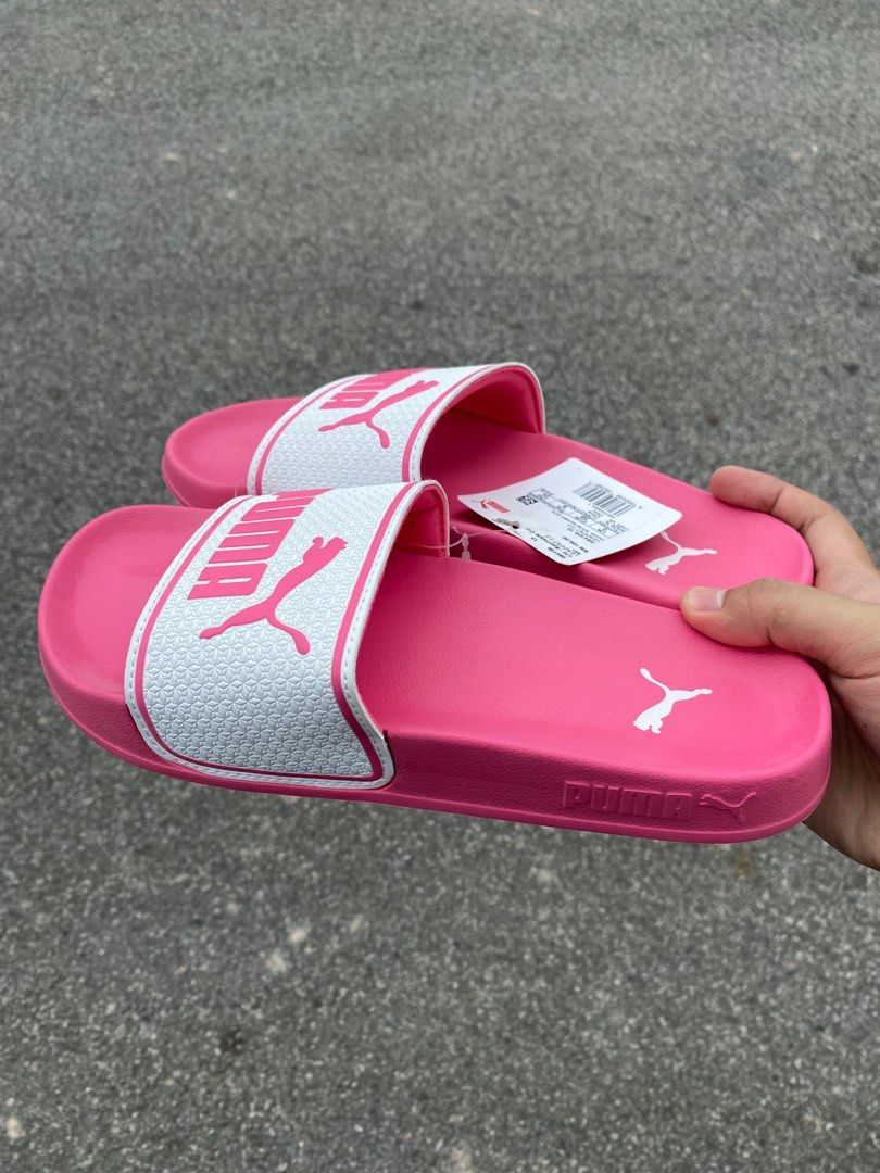 Hot pink puma slides sales