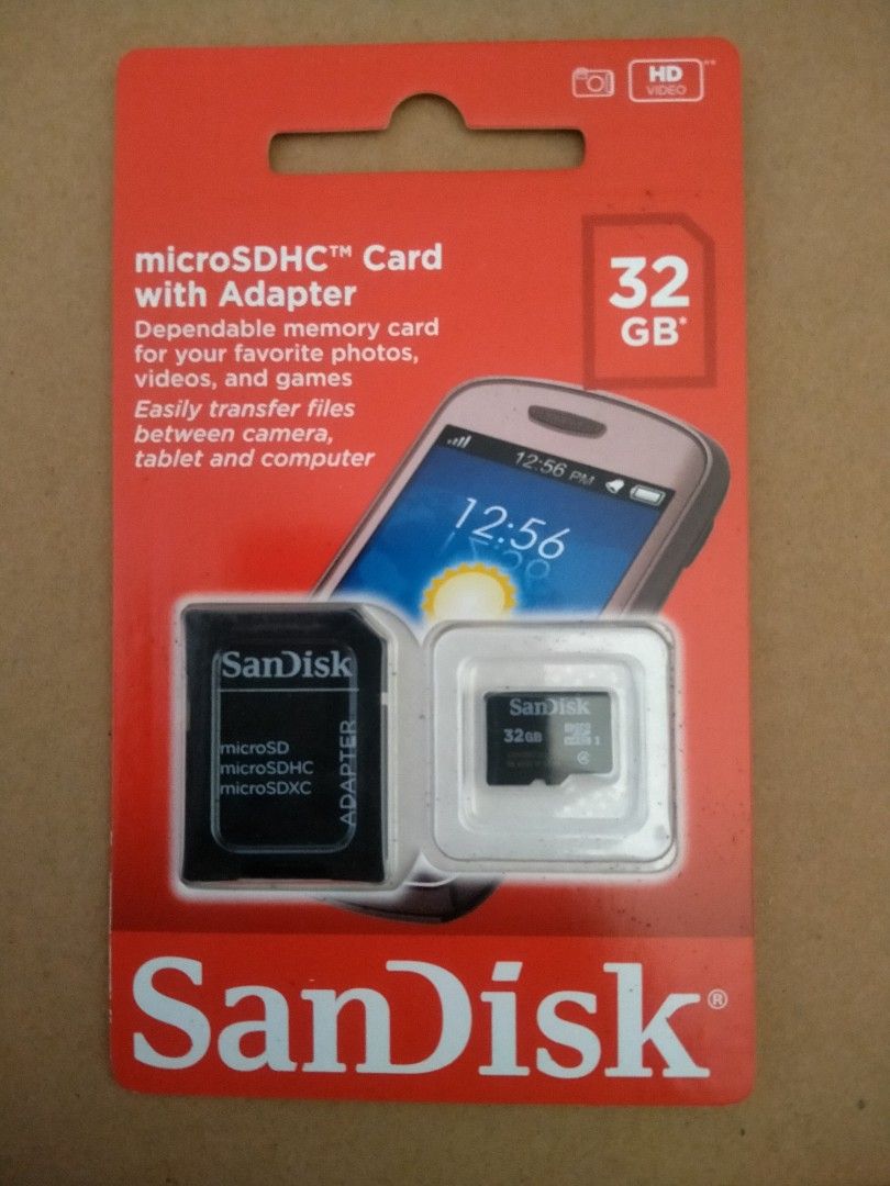 Sandisk MicroSD card with Adapter 32GB (Category: Memory & SD Cards) located in Manila. Submitted by areb25 (Listing ID 1241456329, Image 1). Description: Sandisk microSD 32 GB - P250.00 Shipping fee will be paid by buyer..