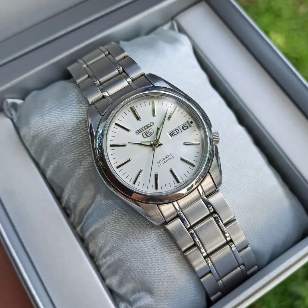 Seiko 5 SNKL41 SNKL41K1 White Dress Watch Men s Fashion