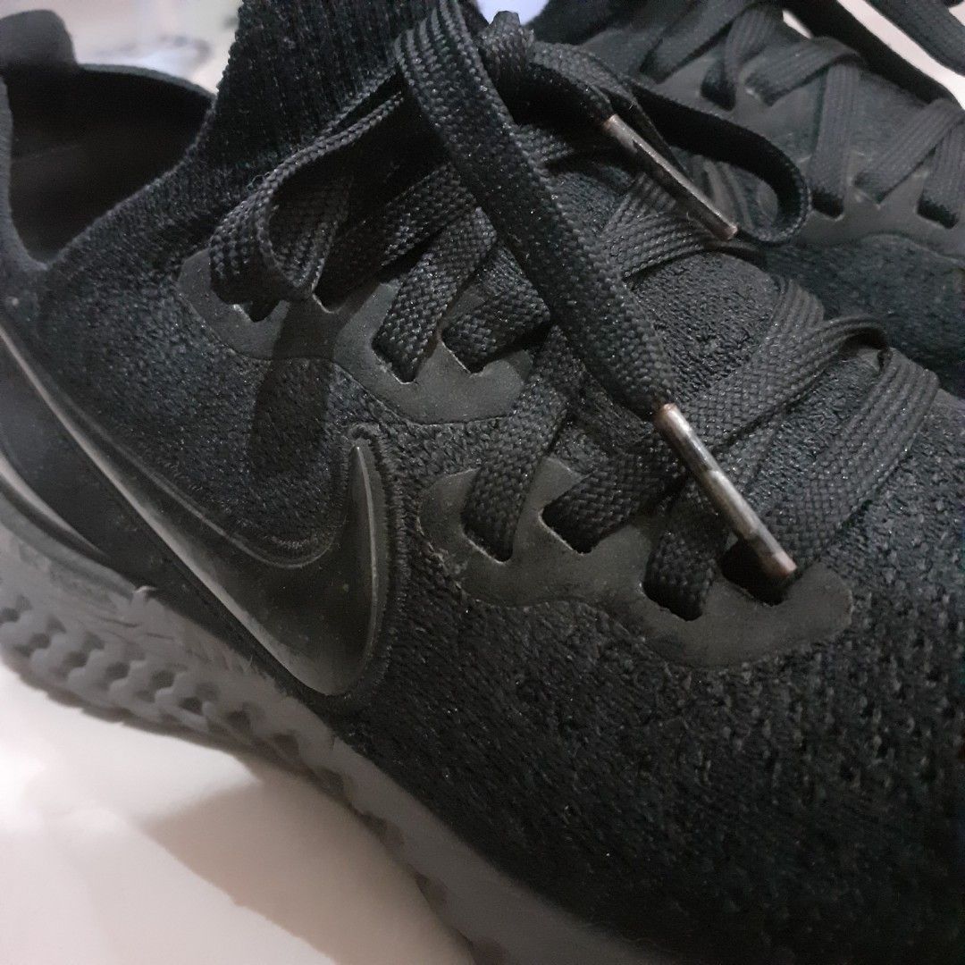 Sepatu Running Wanita Nike Epic React Flyknit 2 Hitam Abu Size