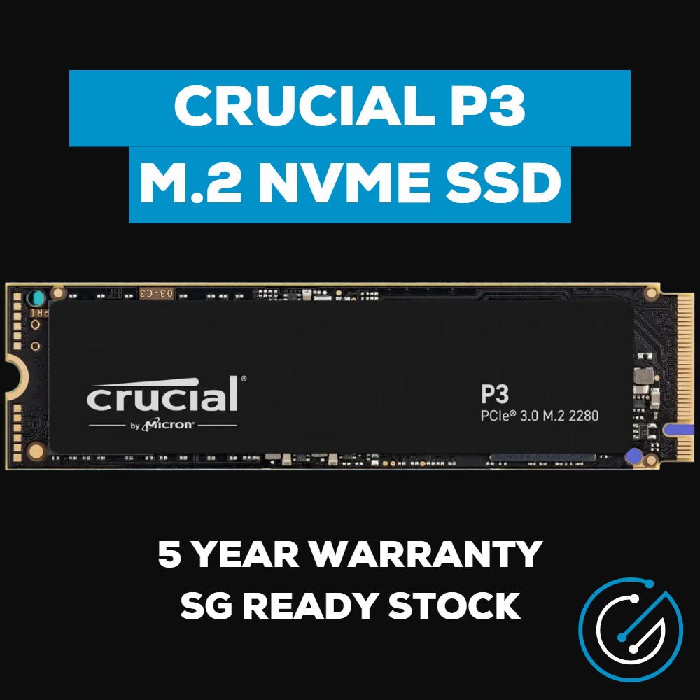 (SG 5YR Warranty) Crucial P3 1TB PCIe Gen3 3D NAND NVMe M.2 SSD up to