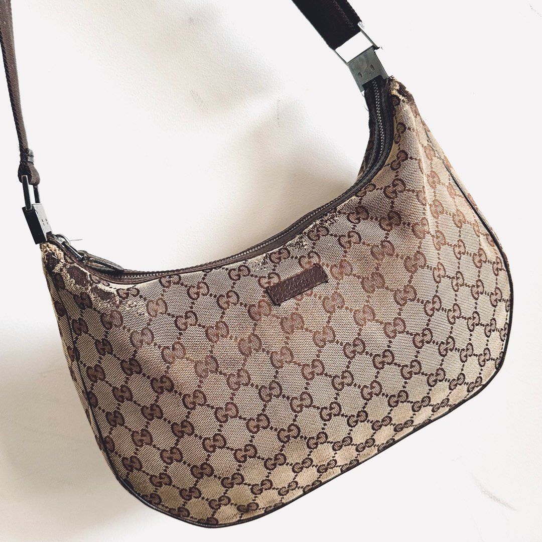 Gucci GG Monogram Half Moon Pochette Shoulder Bag, Luxury, Bags & Wallets  on Carousell