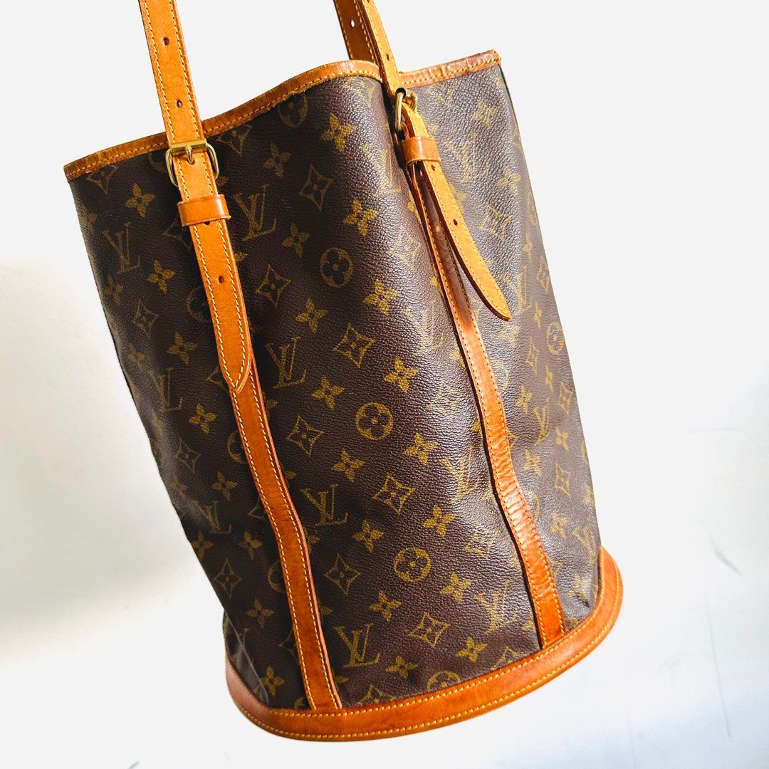 EUC Authentic Louis Vuitton Hand Bag small petit bucket brown purse tote LV