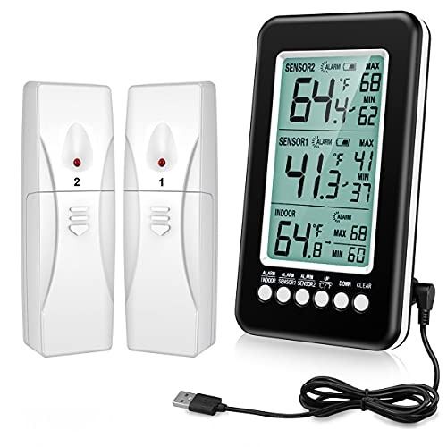 Oria Indoor Outdoor Thermometer with 3 Wireless Sensors, Digital Hygrometer Thermometer, Black, Size: One Size