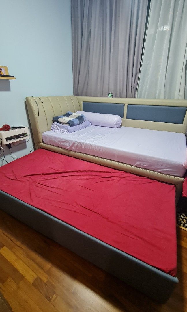 Storage bed frame with pullout bed, Furniture & Home Living, Furniture