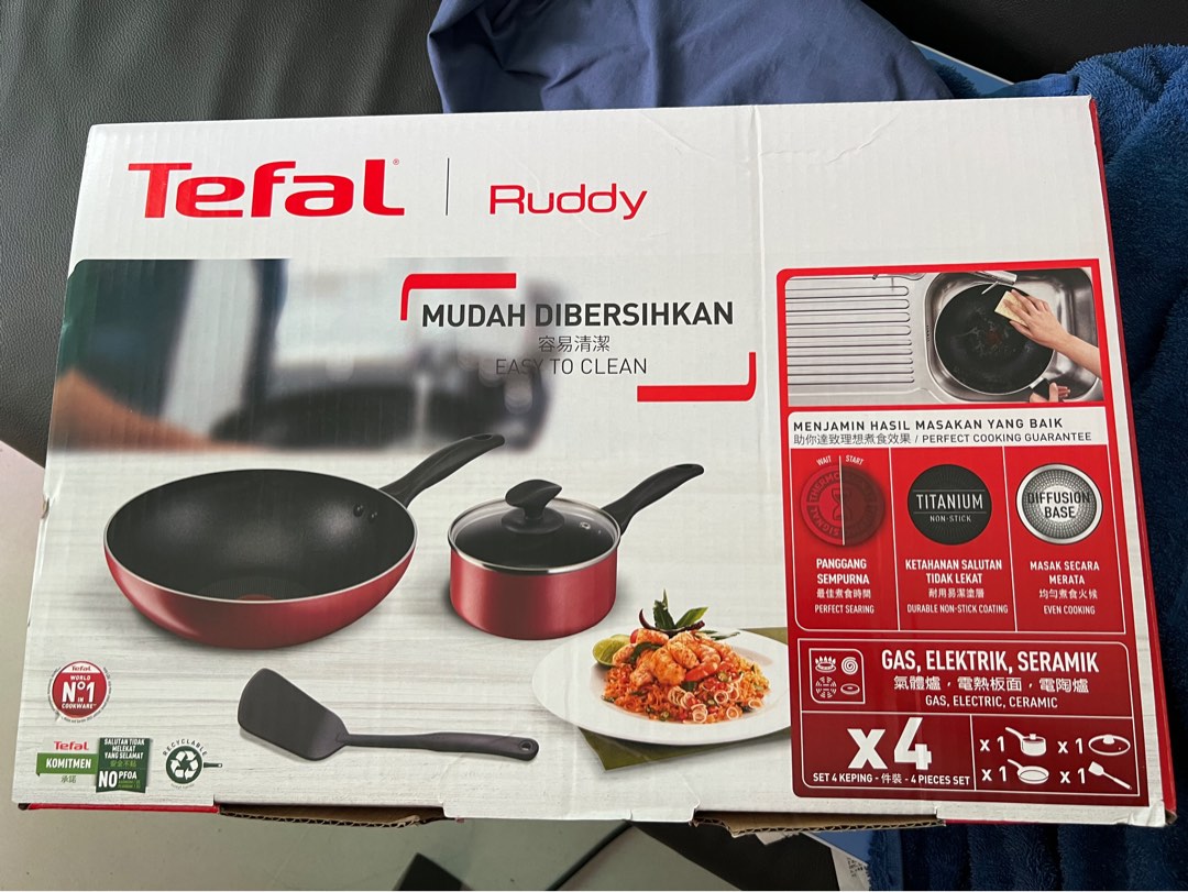 Tefal Non Stick Pot Pan 4 piece set, Furniture & Home Living